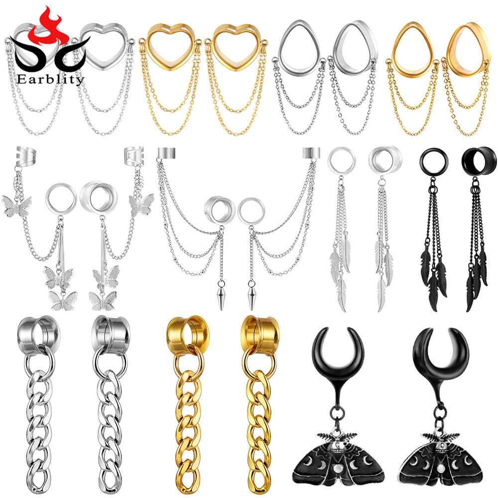 Body Jewelry Ear Gauges - Osborney 2 pièces en acier inoxydable